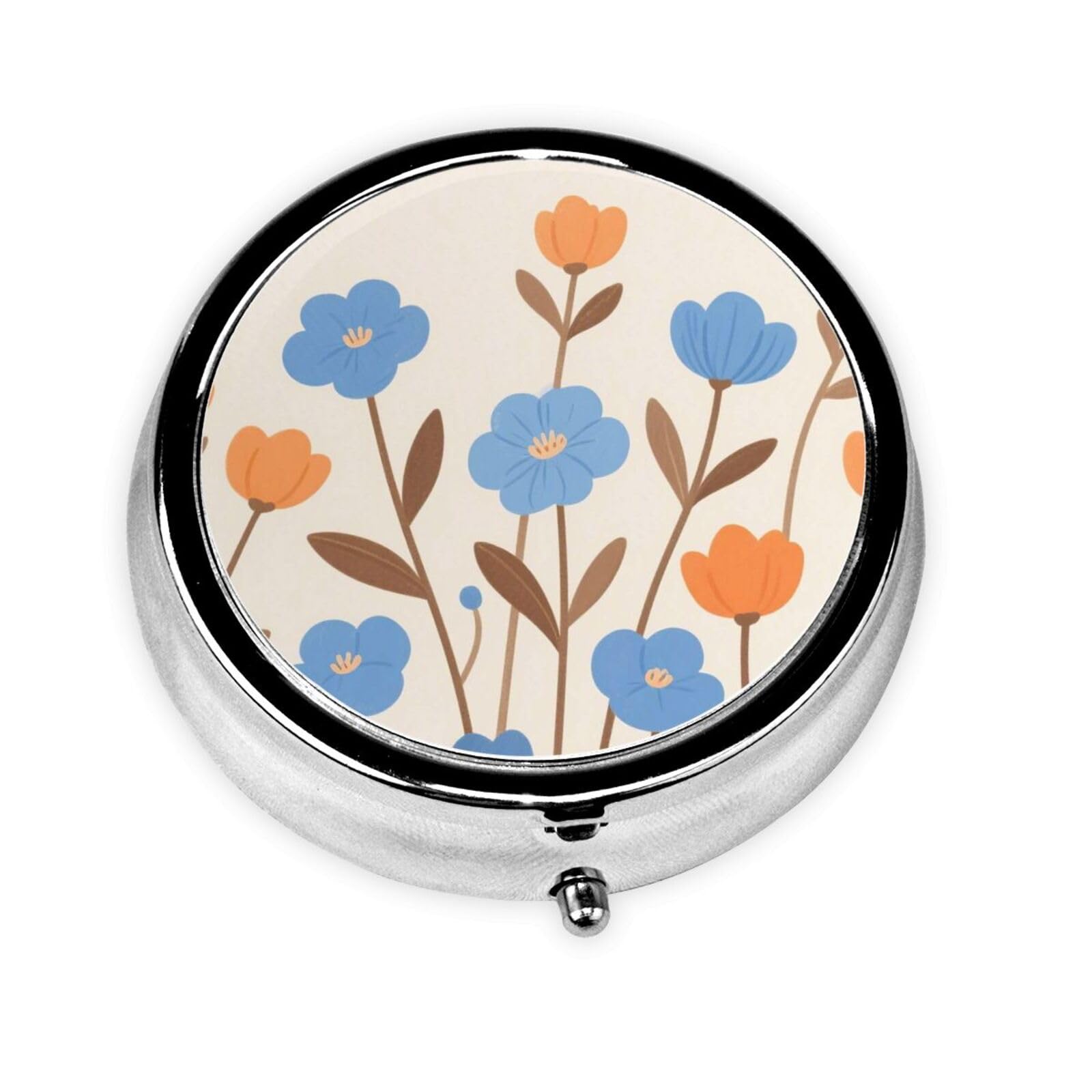 Amazon.com: Orange Floral Pill Box Small Pill Case with 3